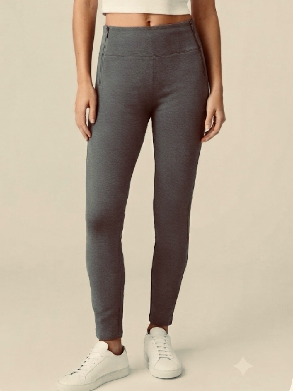 MISS POSH High Waisted Grey Stretch Skinny Pants Side Zip Large